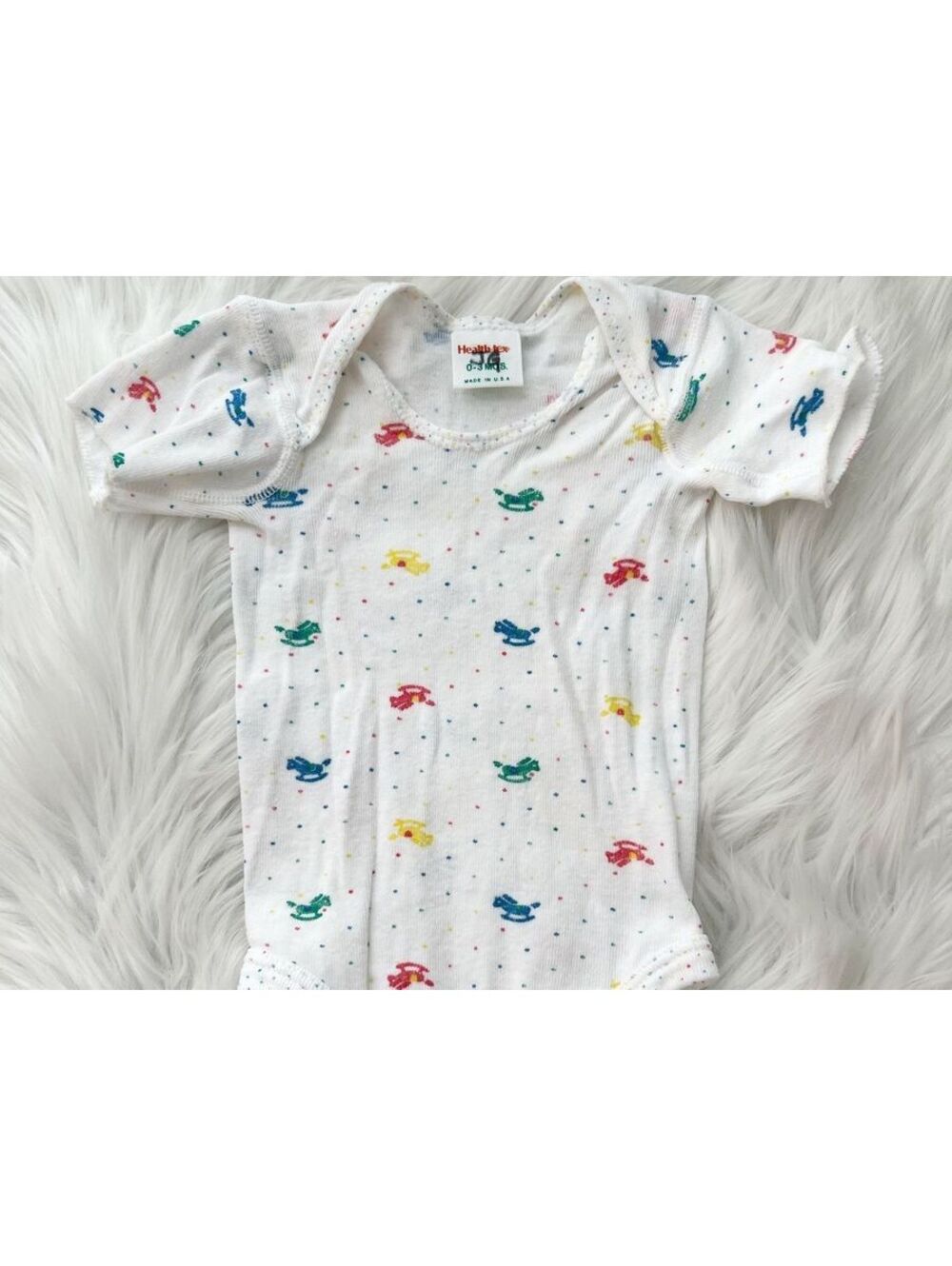 Vintage Healthtex Baby Bodysuit 0-3 Months Rocking Horse USA Cotton One Piece